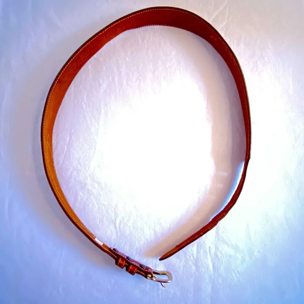 💎Leegin Western Belt Medium Waist USA Made Caramel Brown Leather Braided Inlay